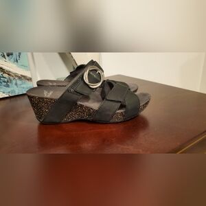 DANSKO Black Wedge Platform Sandals with Buckle